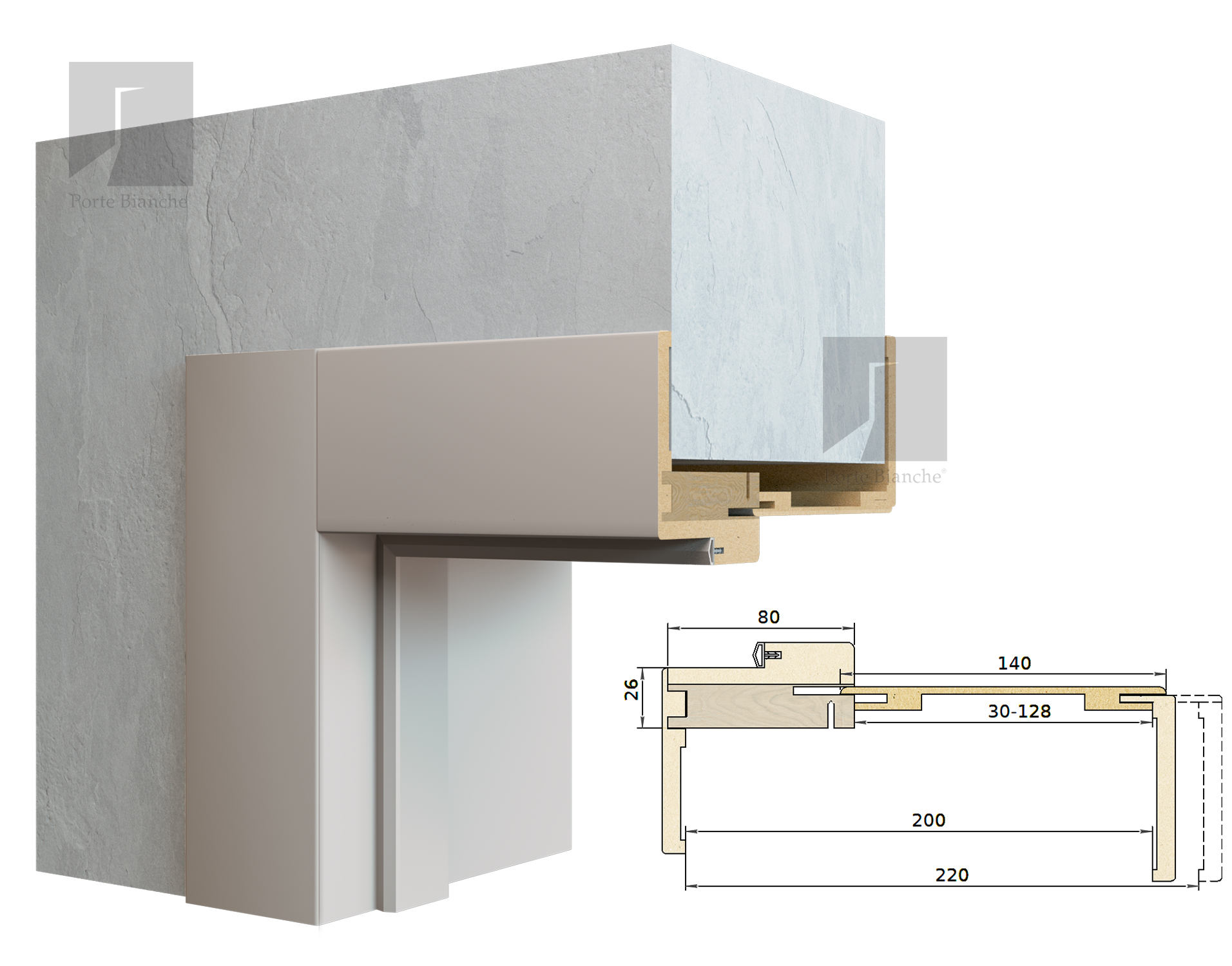 Добір телескоп 140х10мм у зборі з погонажем МОНО компланар колір 3PU 7047