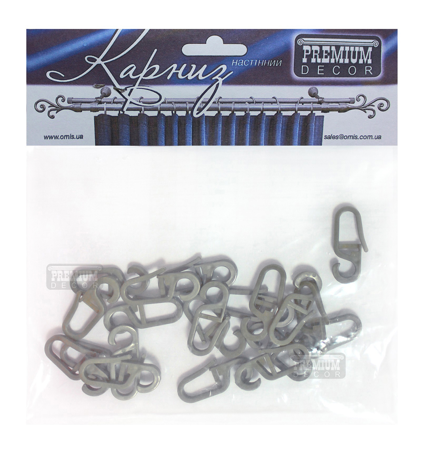 Гачок для кільця для карнизу ТМ PD 16мм (уп=20шт.), уп